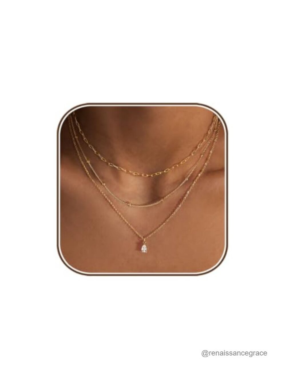 14k Gold Plated Layered Necklace Set for Women Dainty CZ Choker Stack